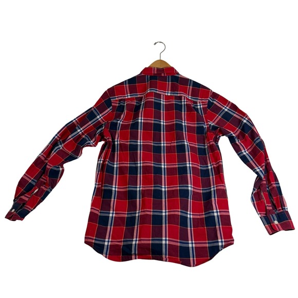 Old Navy Other - Old Navy Mens Regular Fit Plaid Button Down Shirt Red Navy Blue Medium #1173